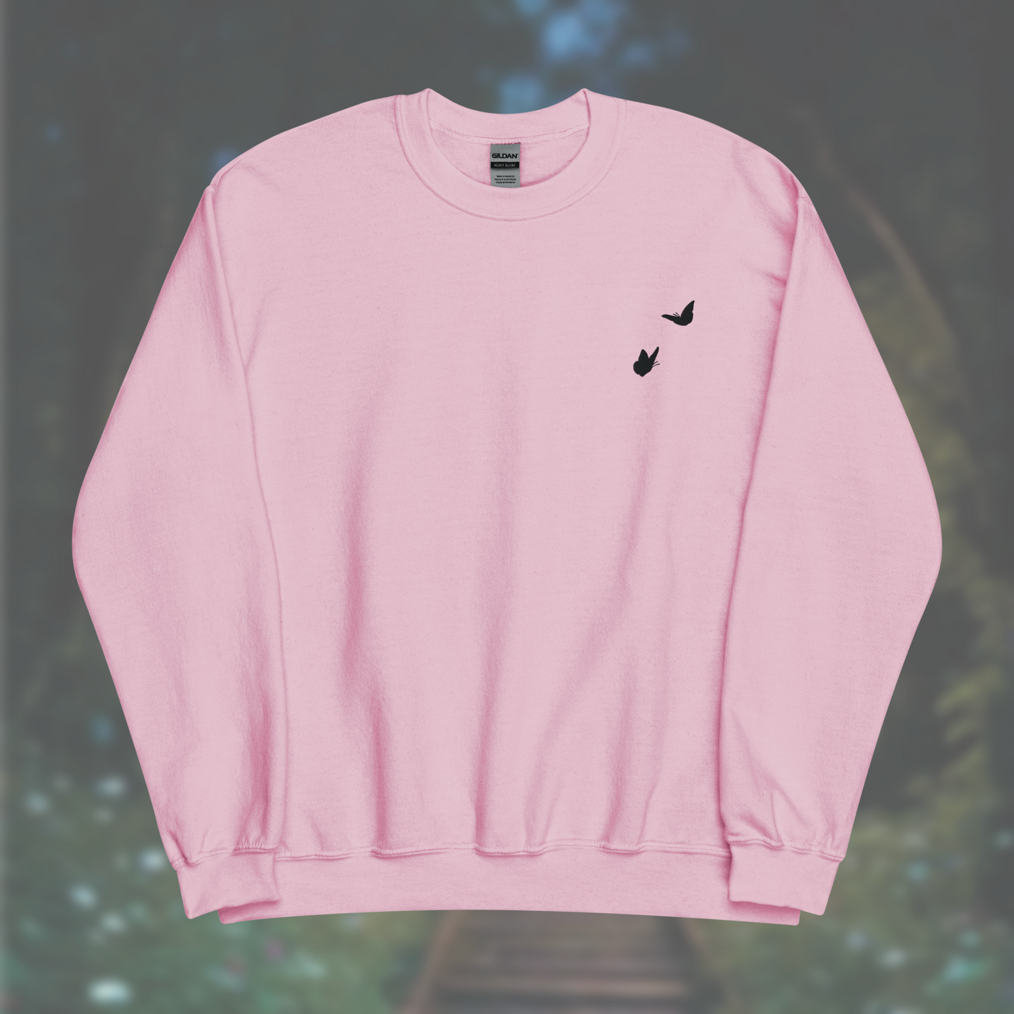 'Butterflies' Sweatshirt (Black Embroidery)
