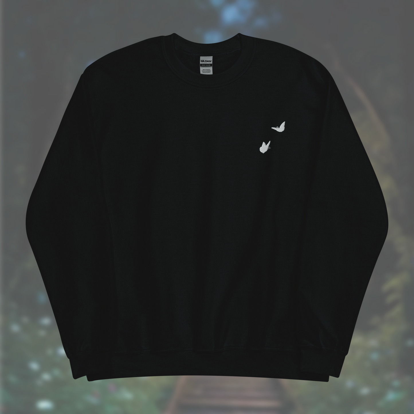 'Butterflies' Sweatshirt (White Embroidery)