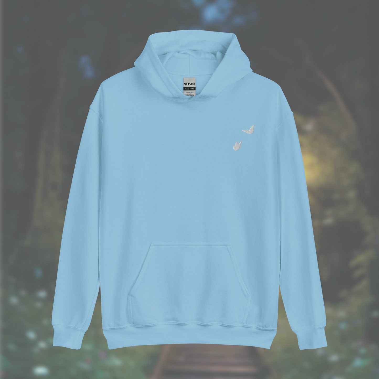 'Butterflies' Hoodie (White Embroidery)