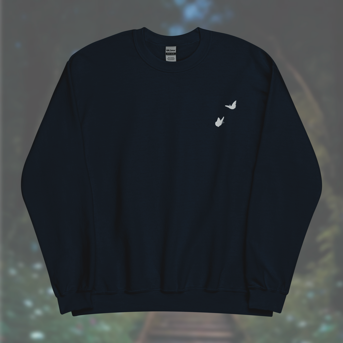 'Butterflies' Sweatshirt (White Embroidery)
