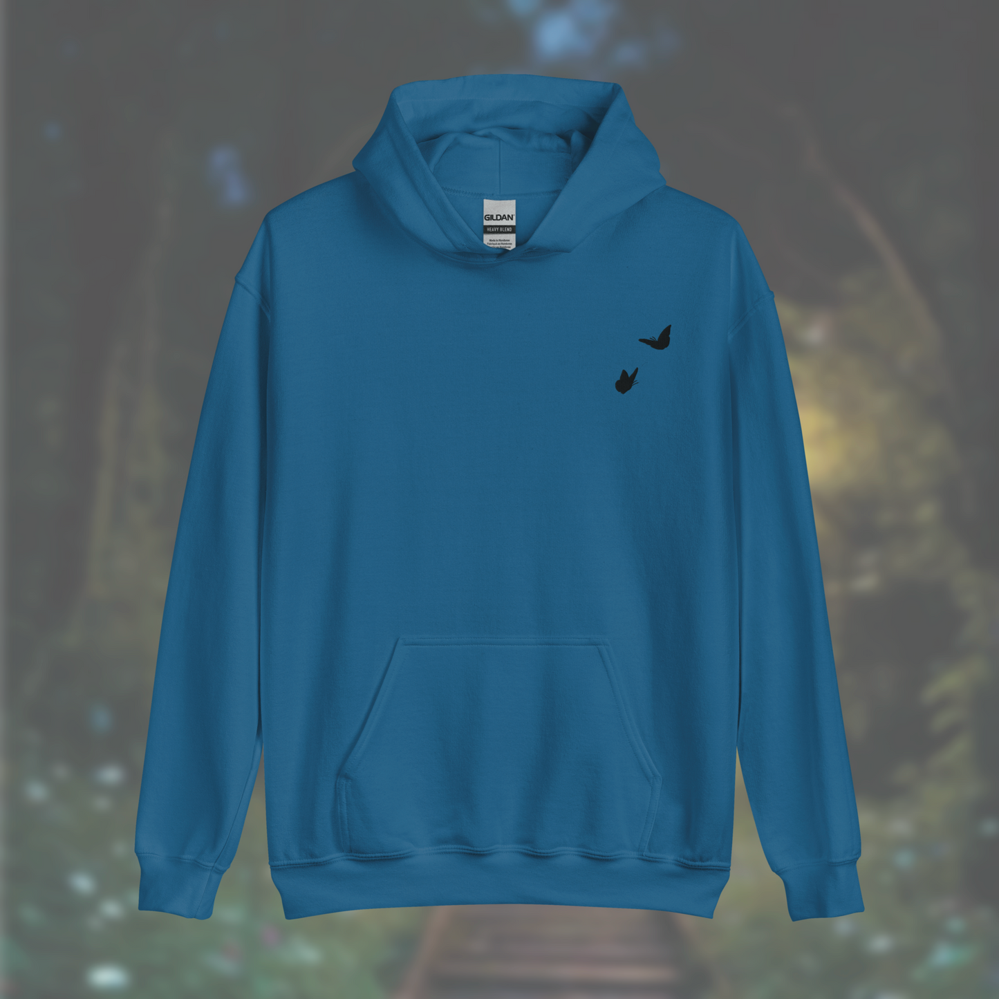 'Butterflies' Hoodie (Black Embroidery)
