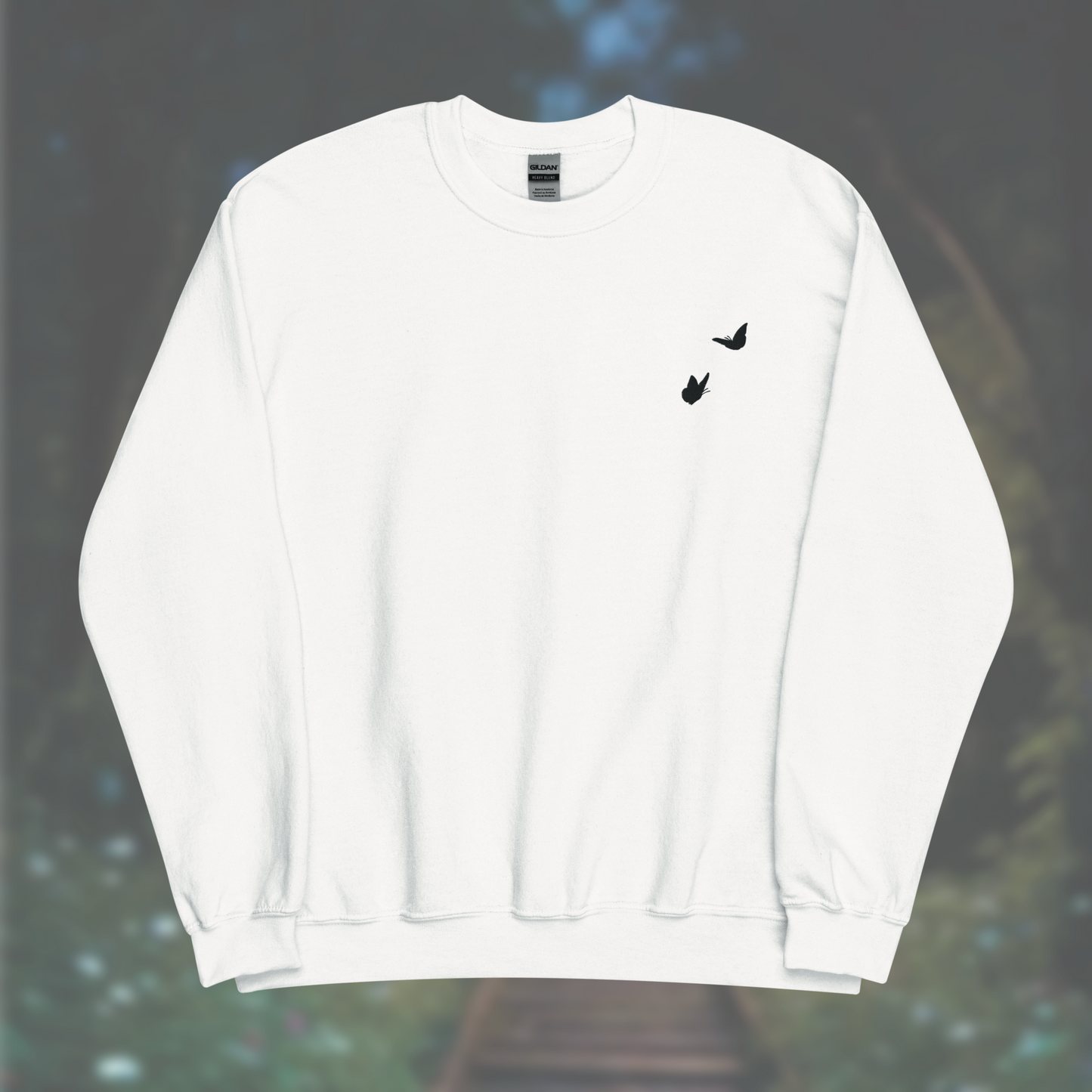'Butterflies' Sweatshirt (Black Embroidery)