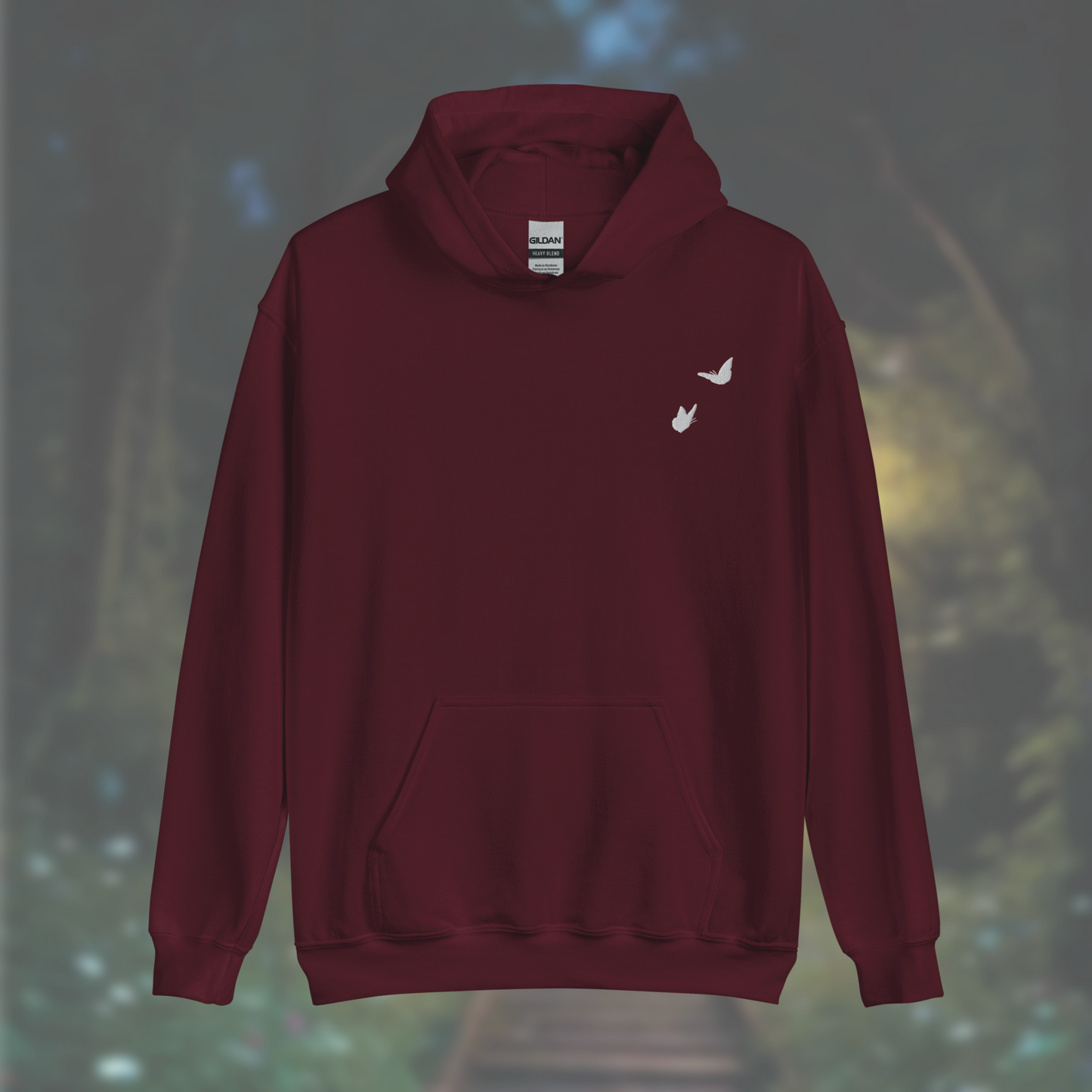 'Butterflies' Hoodie (White Embroidery)