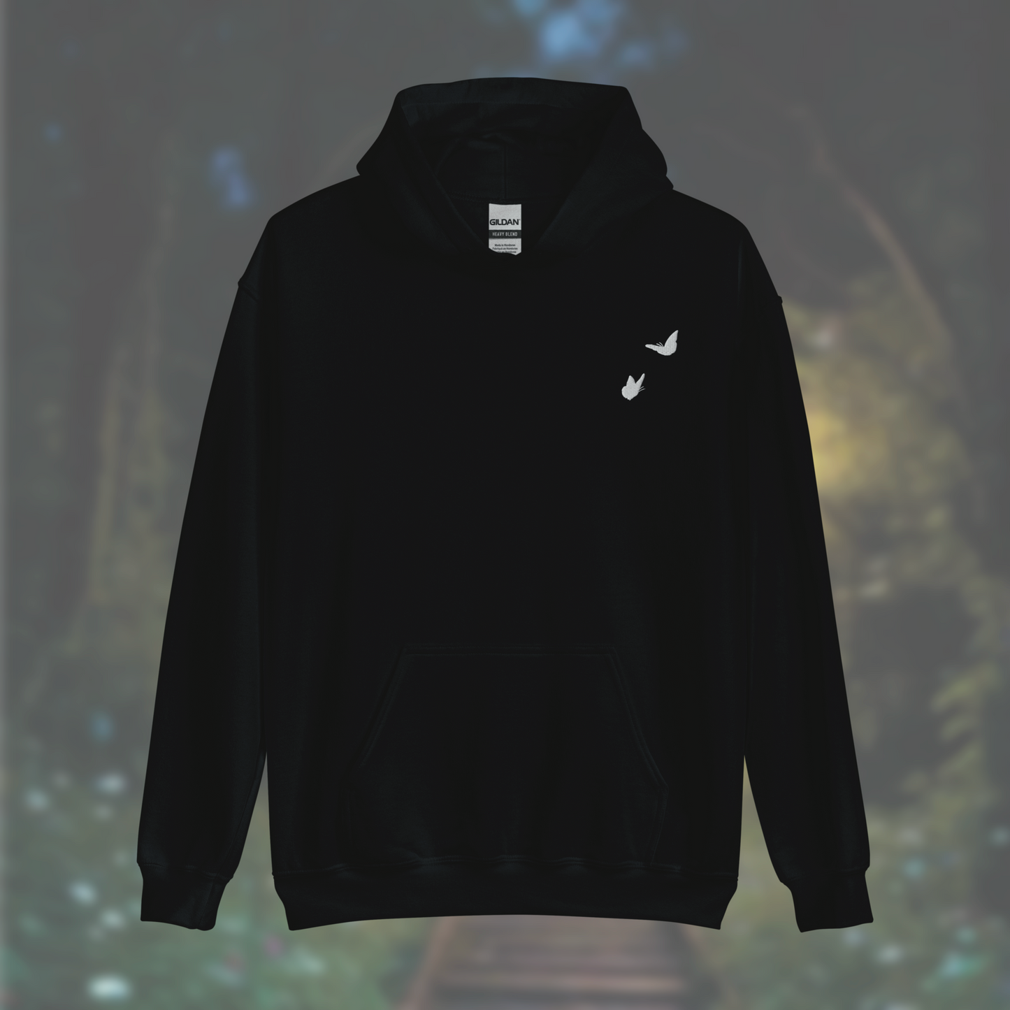 'Butterflies' Hoodie (White Embroidery)