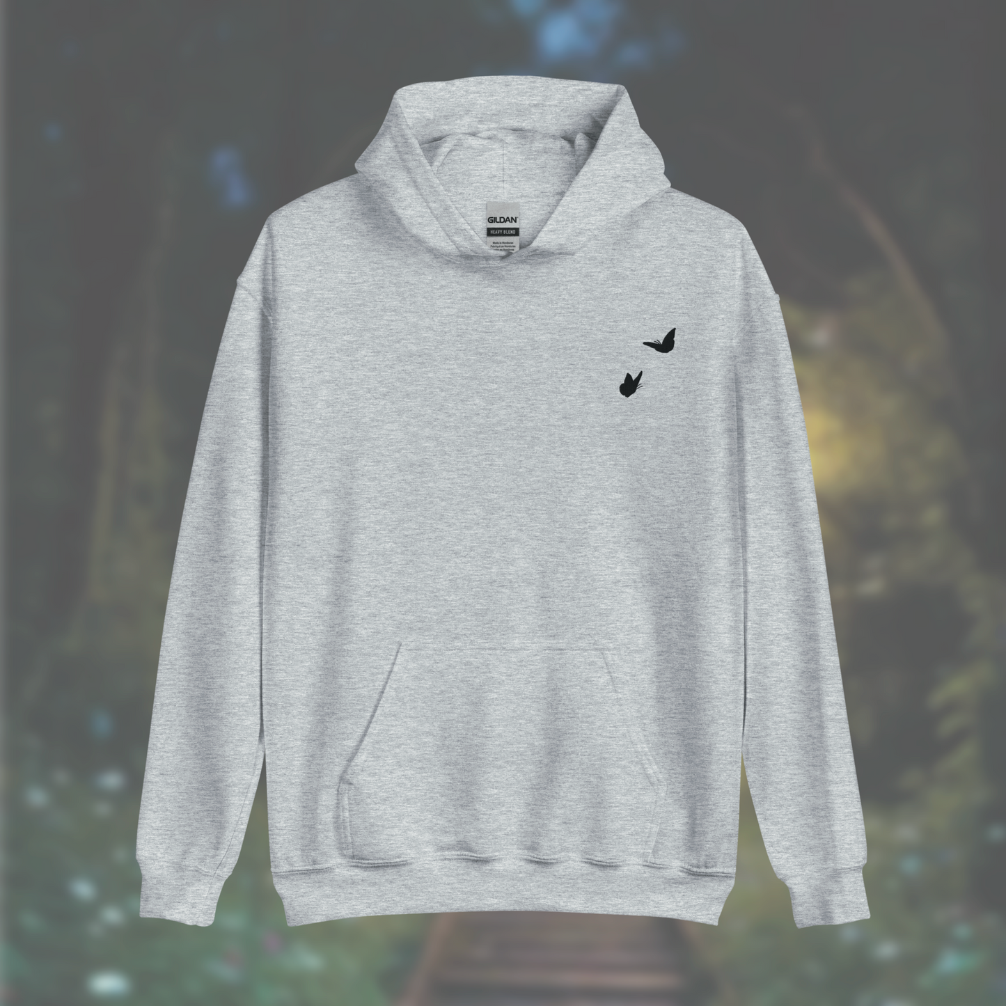 'Butterflies' Hoodie (Black Embroidery)