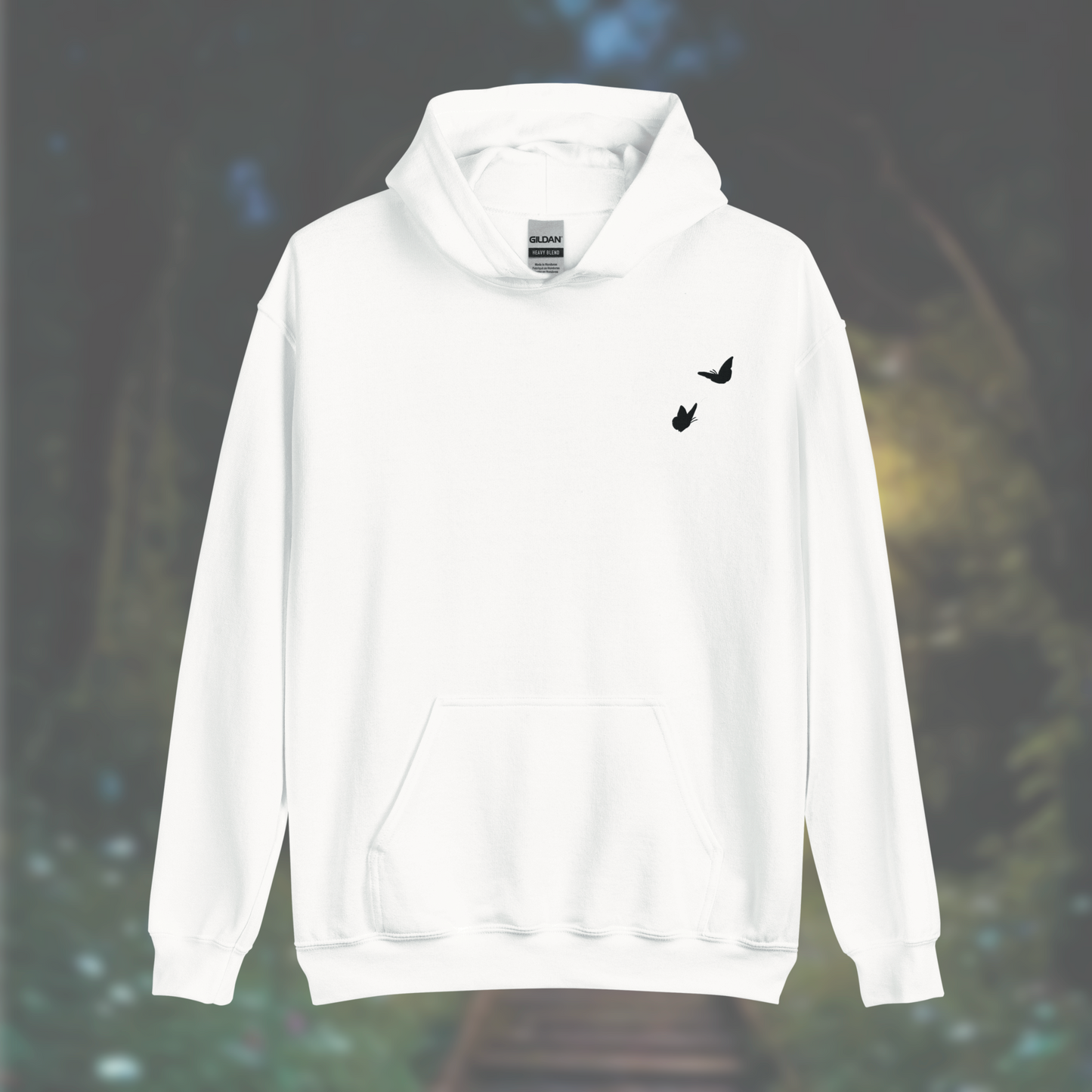 'Butterflies' Hoodie (Black Embroidery)