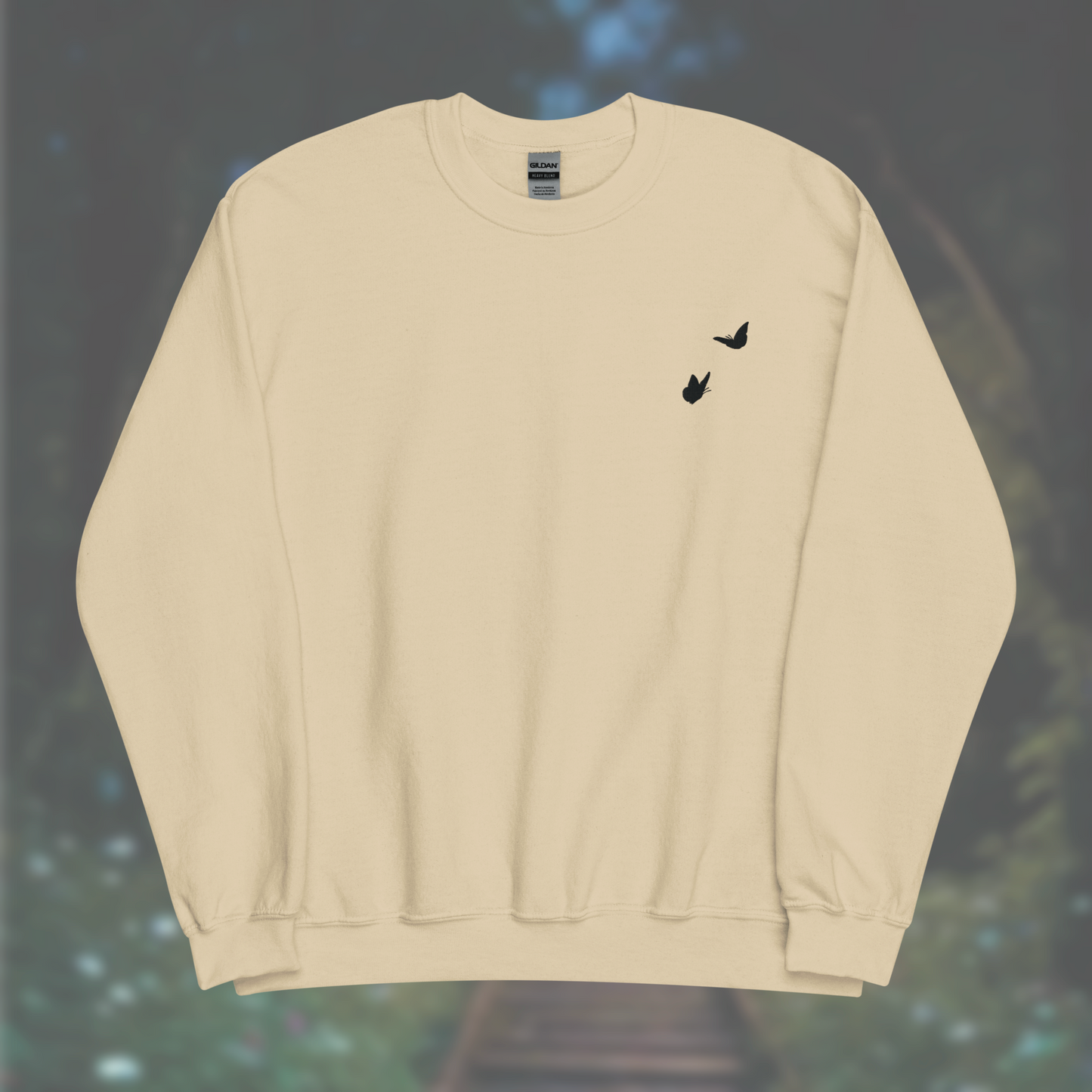 'Butterflies' Sweatshirt (Black Embroidery)