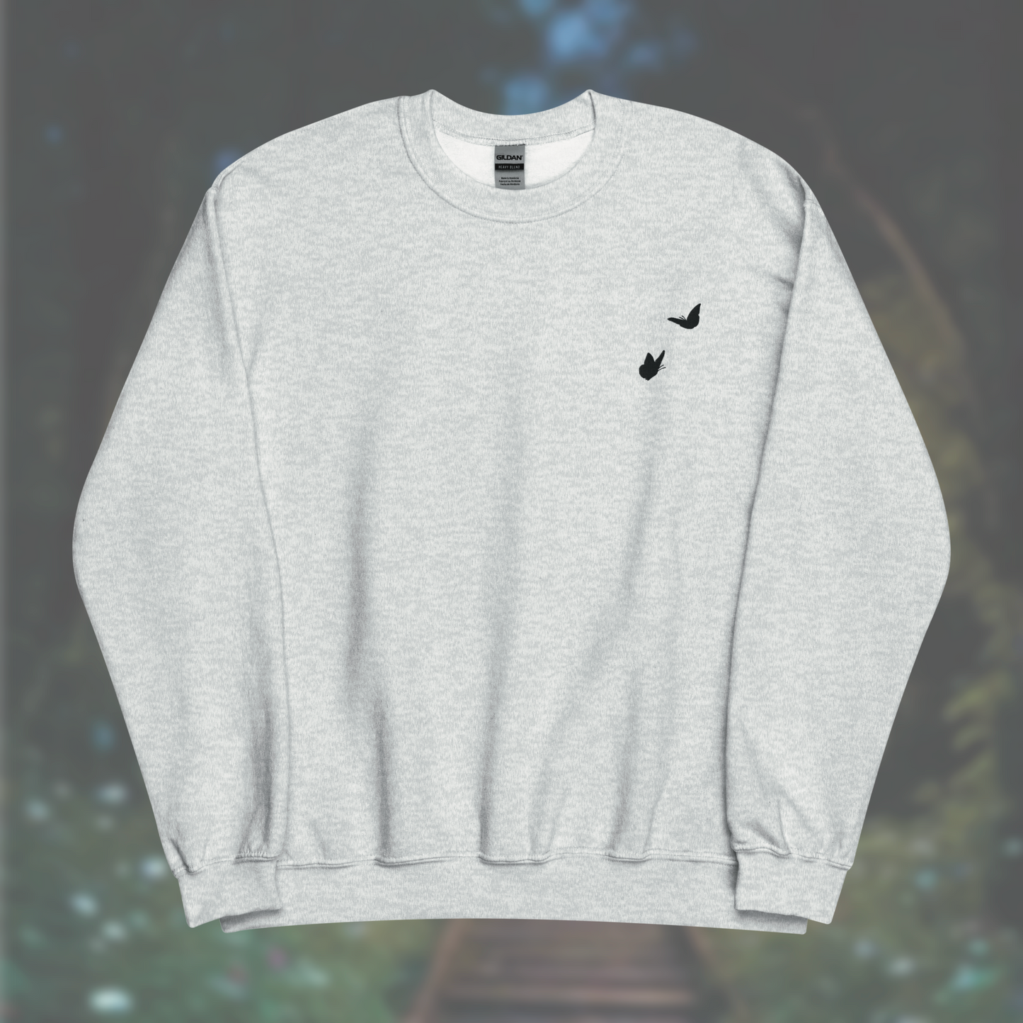 'Butterflies' Sweatshirt (Black Embroidery)