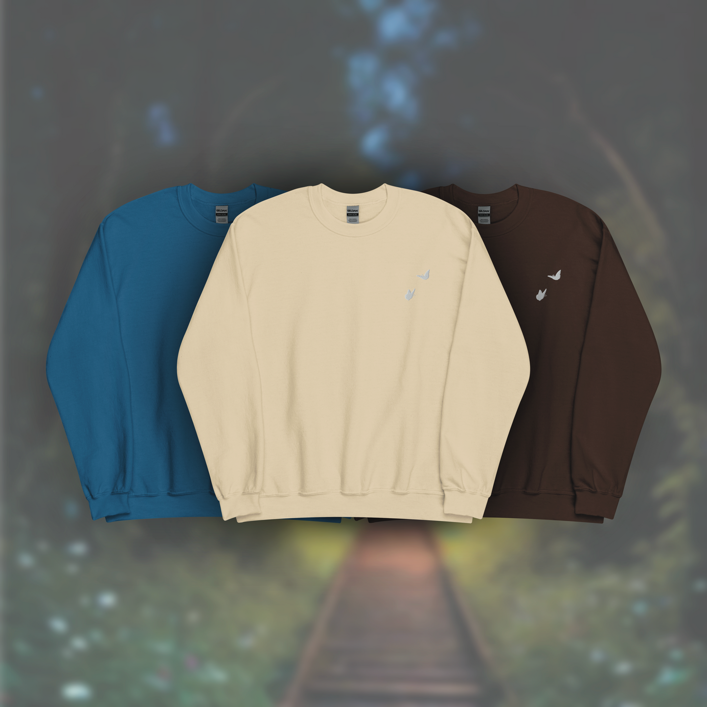 'Butterflies' Sweatshirt (White Embroidery)
