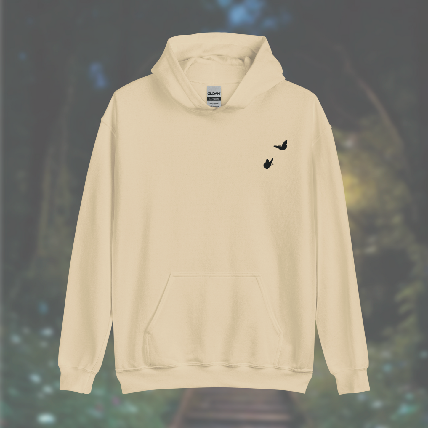 'Butterflies' Hoodie (Black Embroidery)