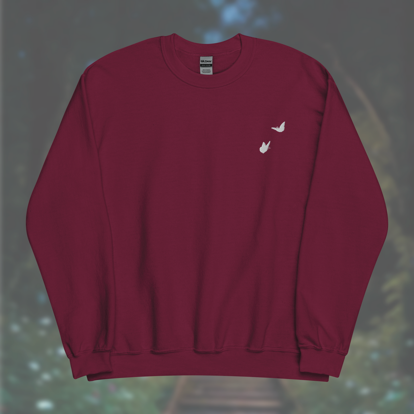 'Butterflies' Sweatshirt (White Embroidery)