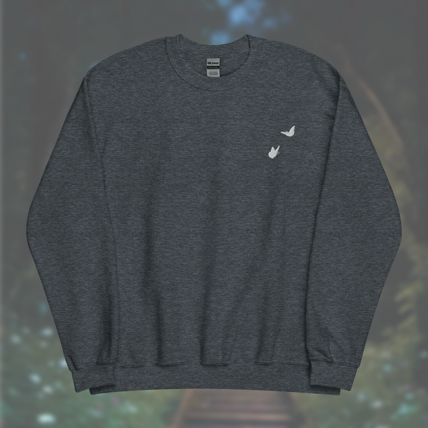 'Butterflies' Sweatshirt (White Embroidery)