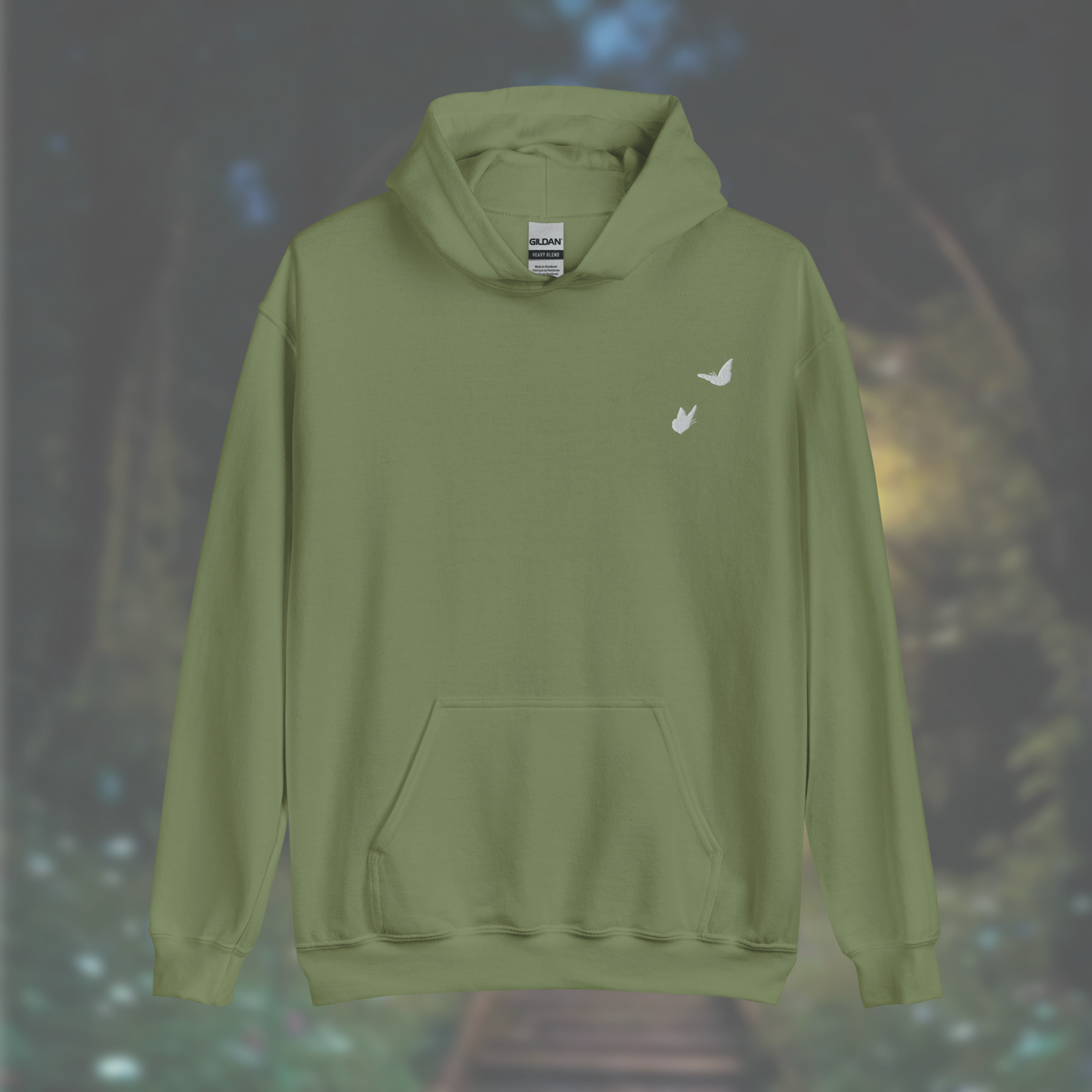 'Butterflies' Hoodie (White Embroidery)