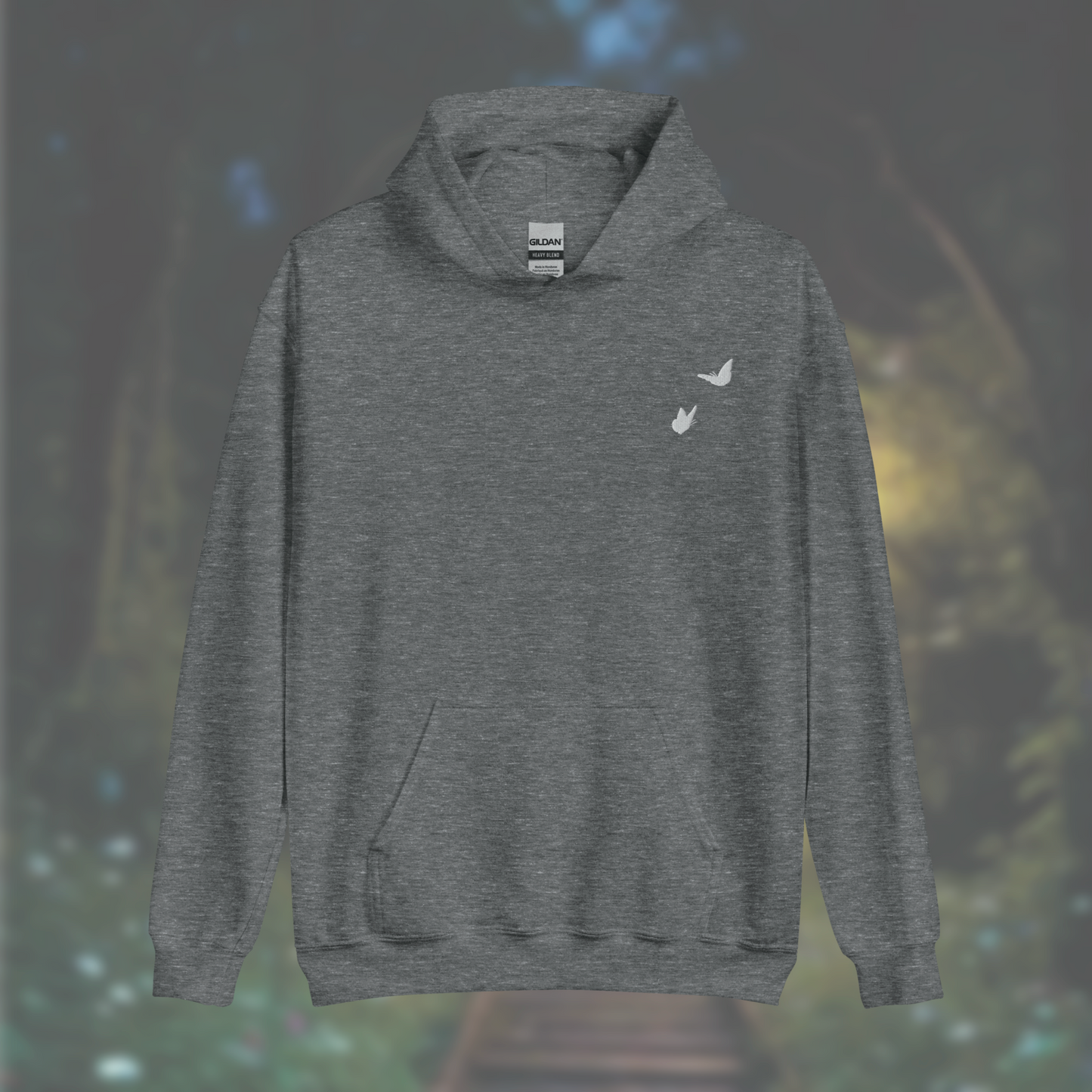 'Butterflies' Hoodie (White Embroidery)