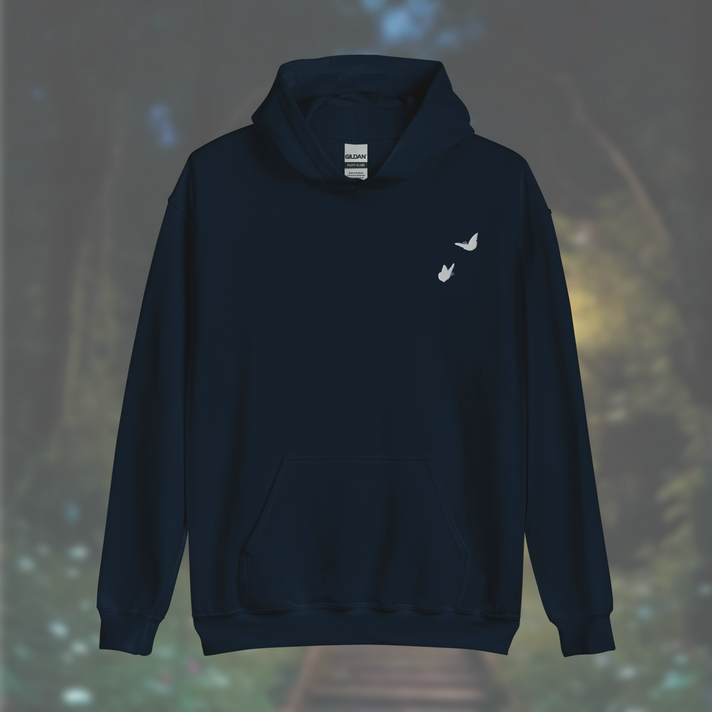 'Butterflies' Hoodie (White Embroidery)
