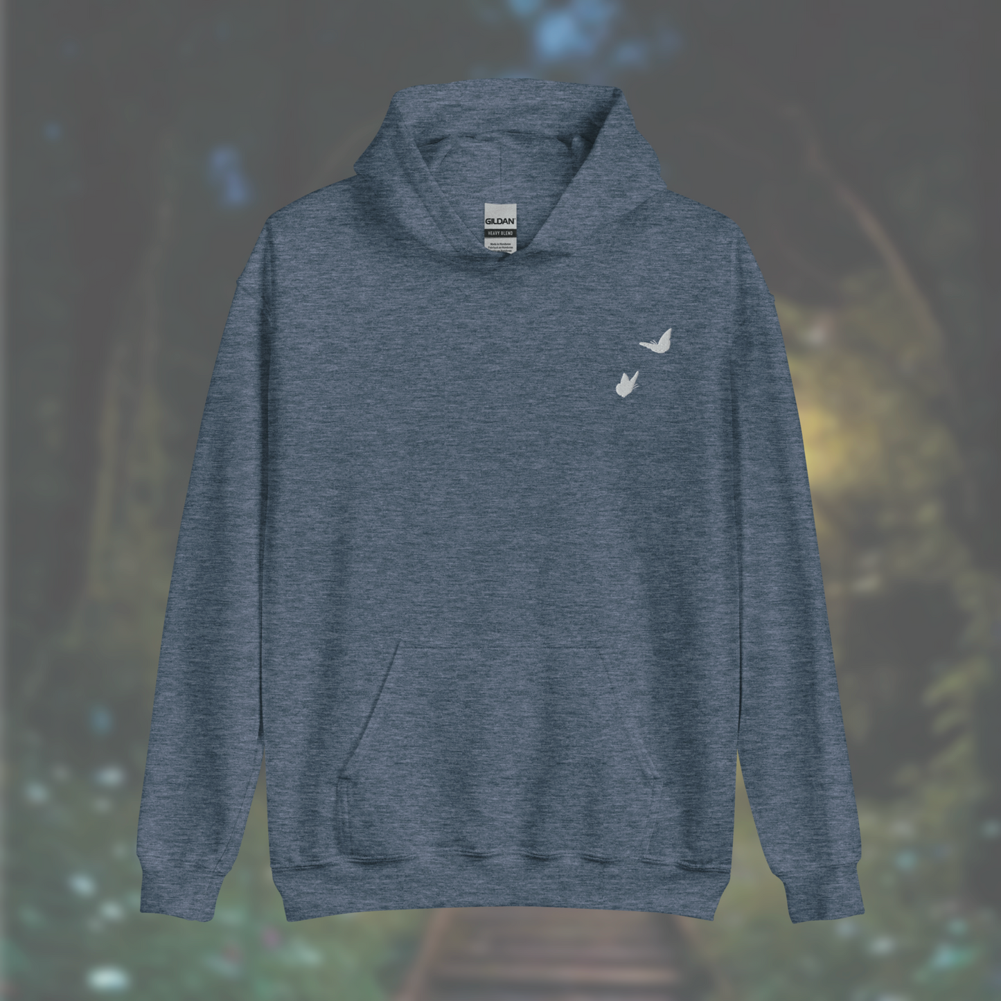 'Butterflies' Hoodie (White Embroidery)