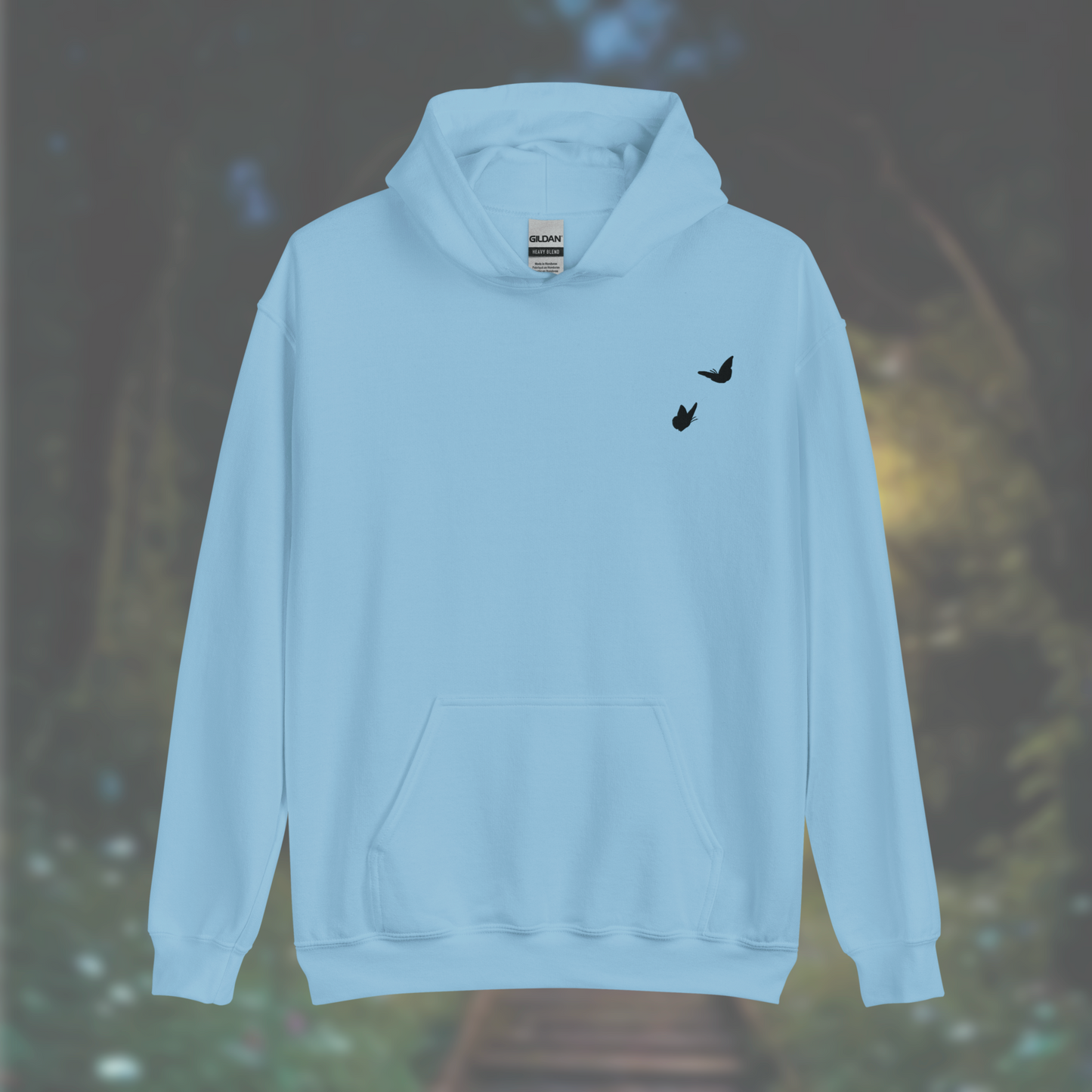 'Butterflies' Hoodie (Black Embroidery)