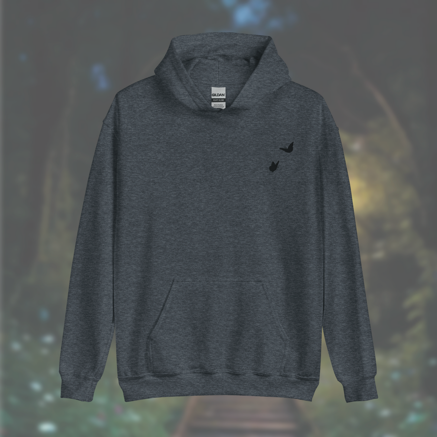 'Butterflies' Hoodie (Black Embroidery)