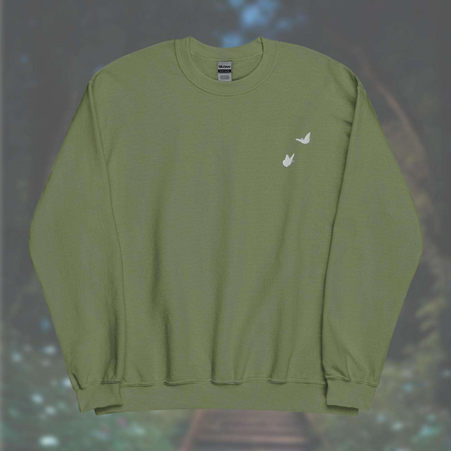 'Butterflies' Sweatshirt (White Embroidery)