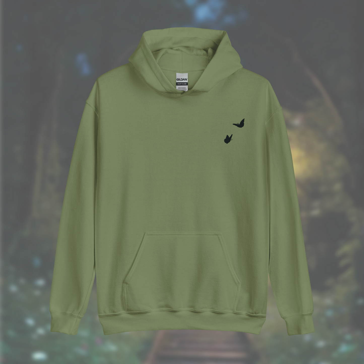 'Butterflies' Hoodie (Black Embroidery)