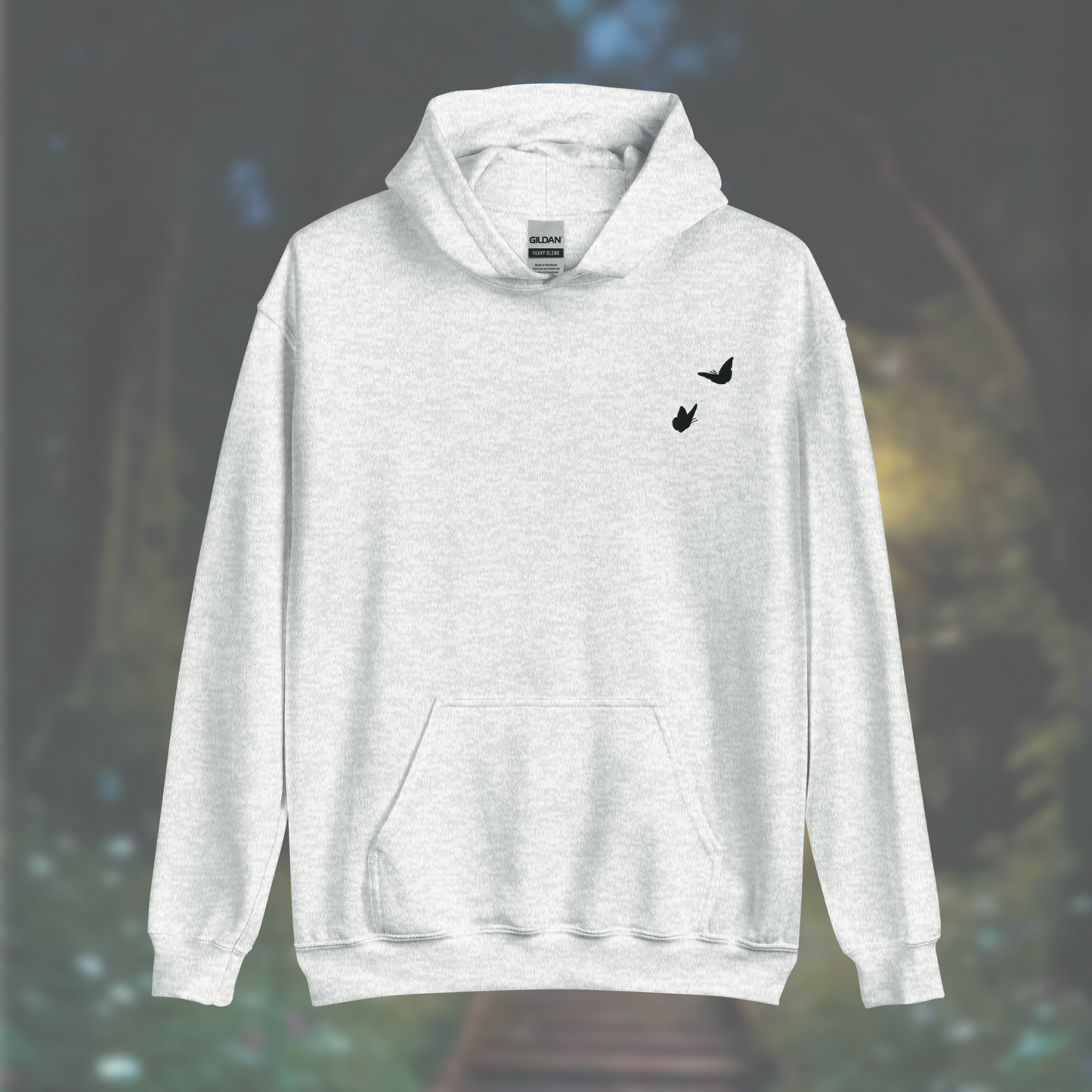 'Butterflies' Hoodie (Black Embroidery)