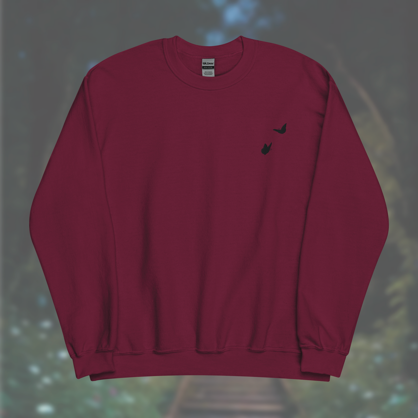 'Butterflies' Sweatshirt (Black Embroidery)