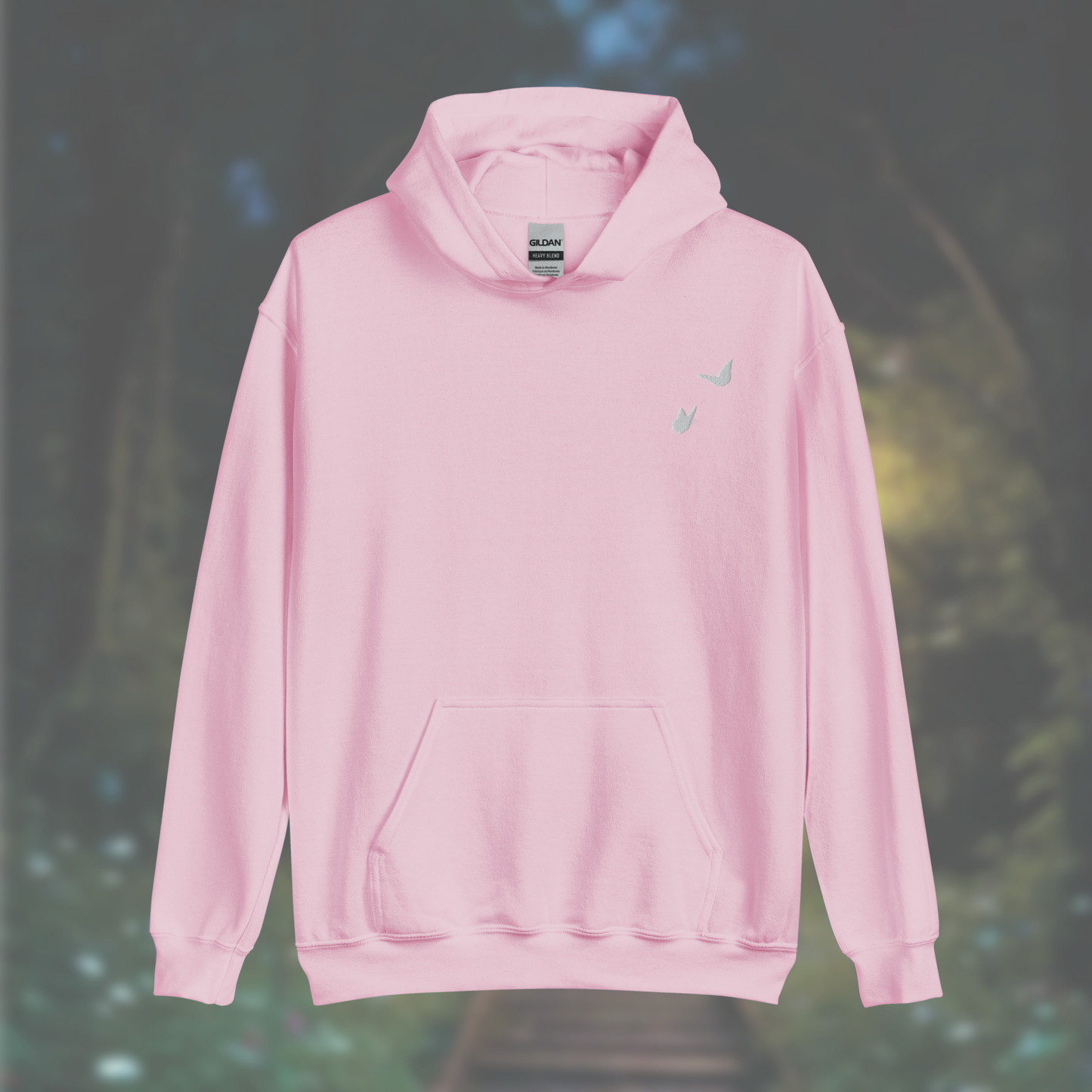 'Butterflies' Hoodie (White Embroidery)