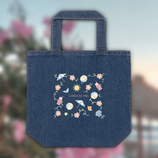 I Thought you Packed the Sunscreen? Organic denim tote bag